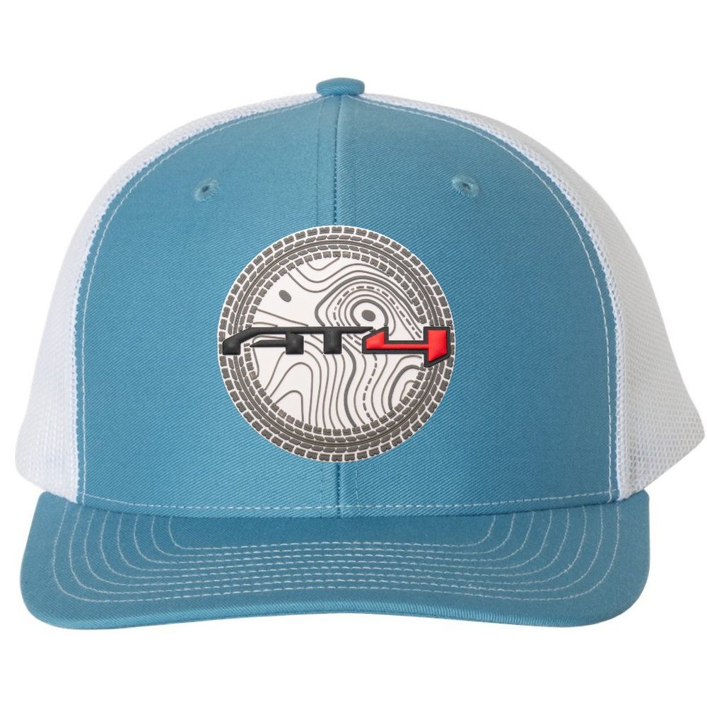 AT4 Snapback Trucker Hat- Columbia Blue/ White